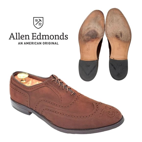 Allen Edmonds Other - Allen Edmonds "McAllister" Mens 13 Brown Suede Leather Dress Shoe Wingtip Oxford